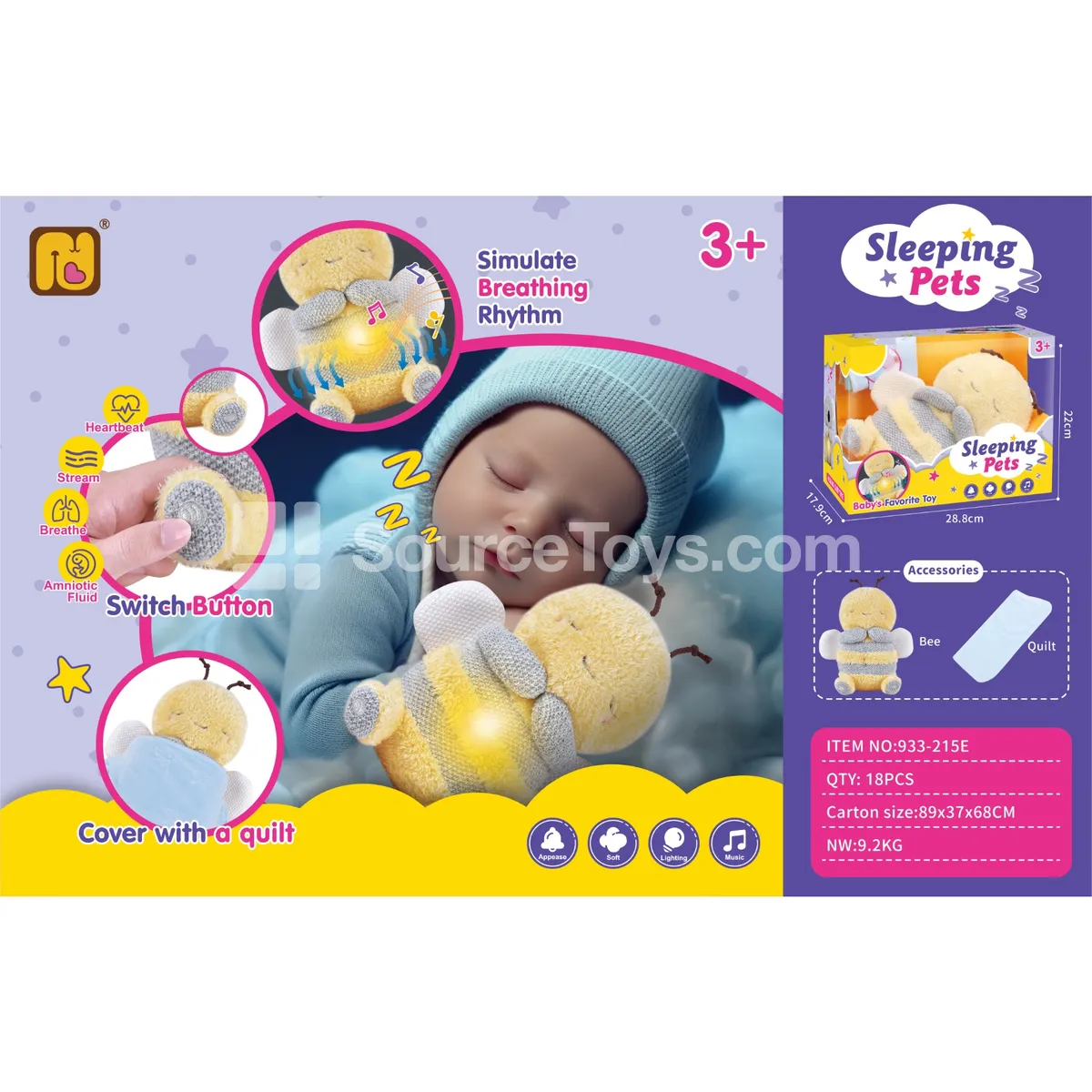 Soothing Breathing Bee Plush Toy