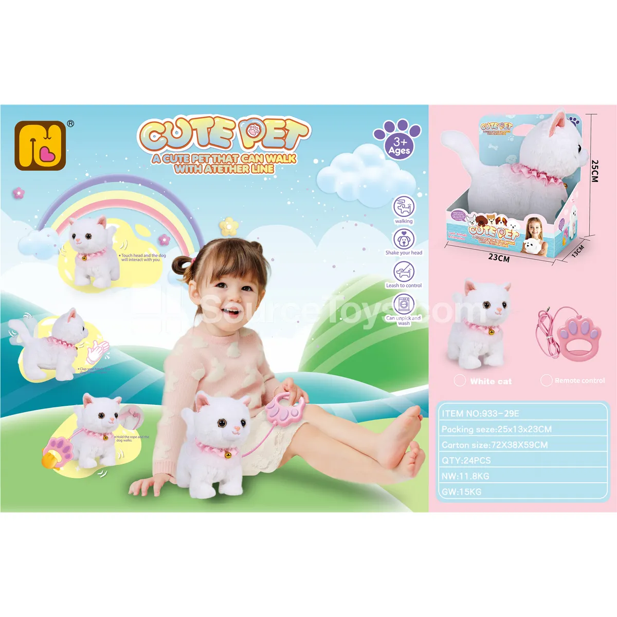Electric Walking Cat Toy with String Control Electric Walking Cat Toy with String Control