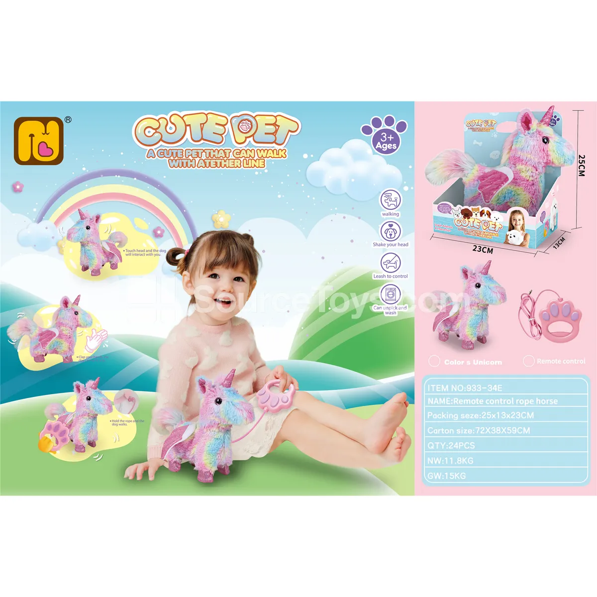 Electric Walking Unicorn Horse with Voice and Touch Control
