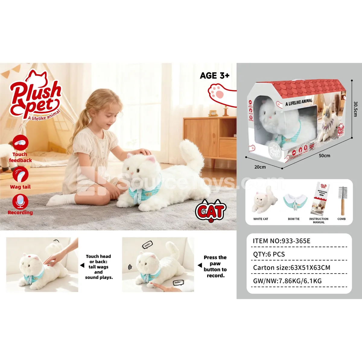 Electric Plush Simulated Cat with Wagging Tail