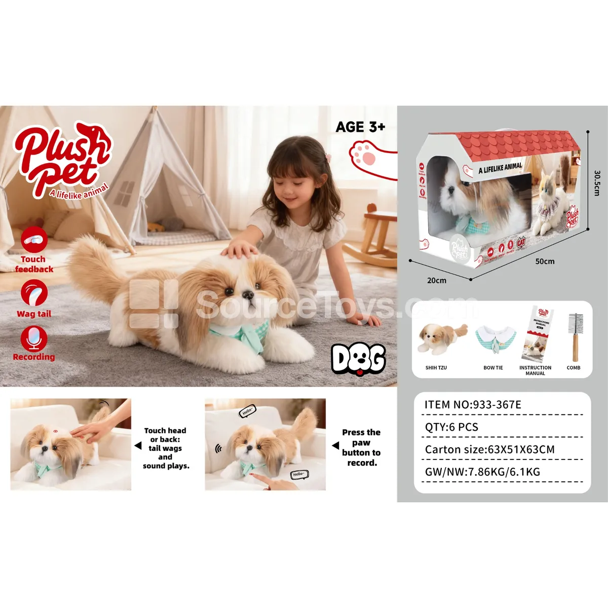 Electric Plush Simulation Dog with Tail Wagging and Spraying