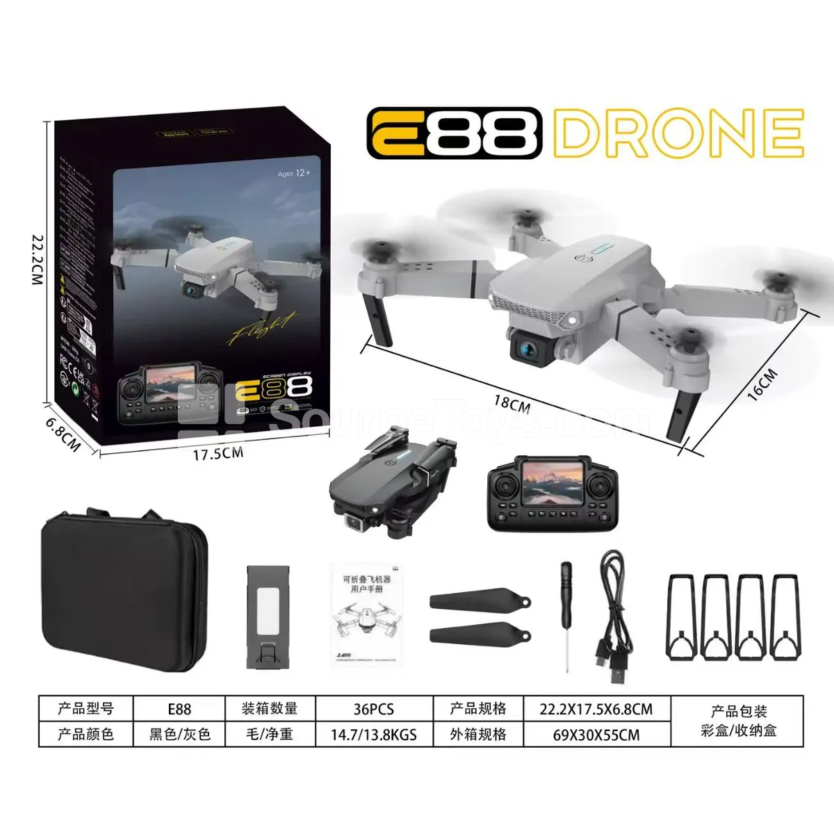 2.4G RC Quadcopter with Screen Remote Control, Altitude Hold, Camera