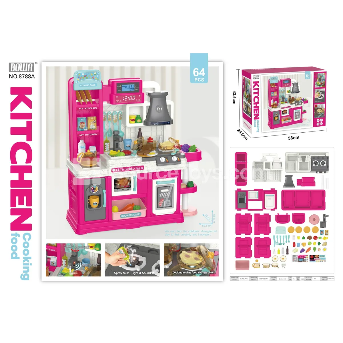 Spray Kitchen Play Set with Sensor, Lights & Sounds, Red
