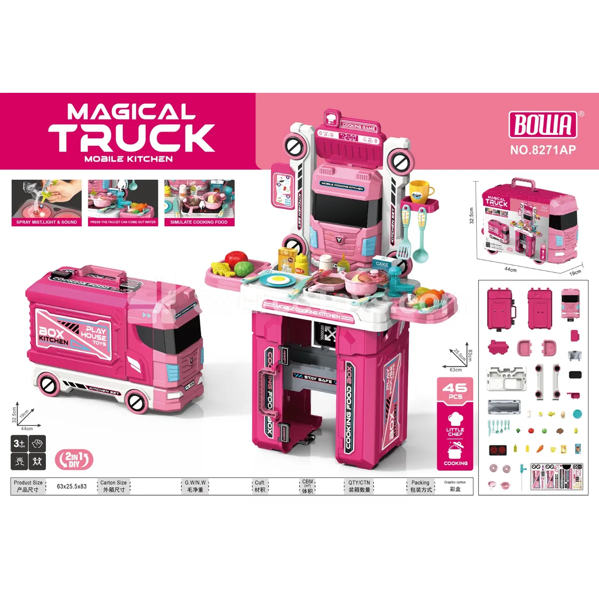 2-in-1 Kitchen Truck Red 2-in-1 Kitchen Truck Red