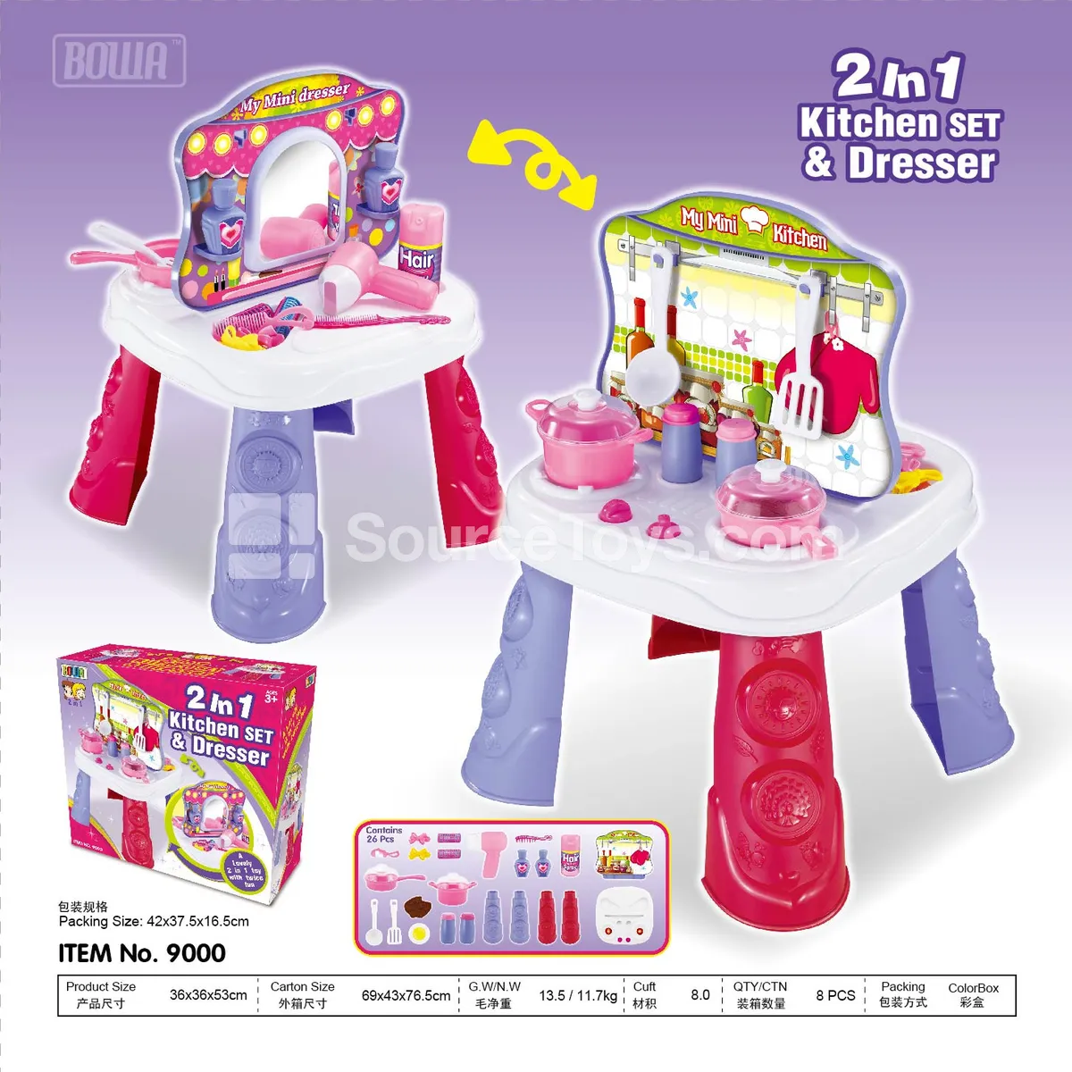 Pretend-Play 2-in-1 Deluxe Kitchen & Vanity Set