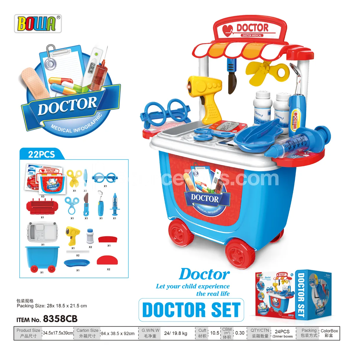 Medical Pretend-Play Trolley Set