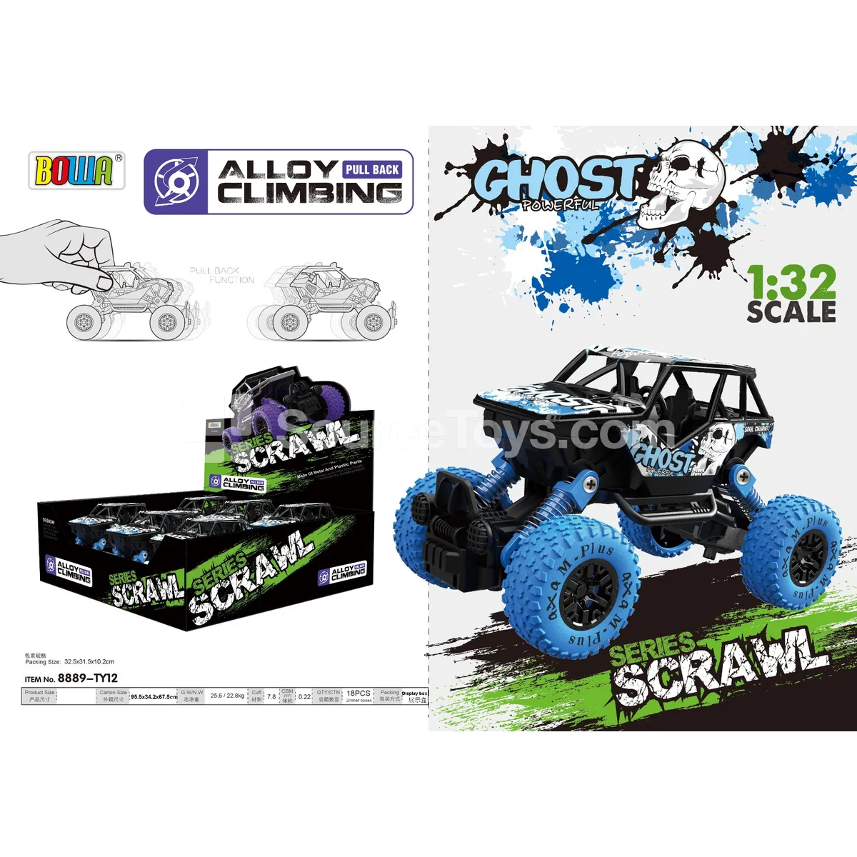 1:32 Pull-back Alloy Cars Set of 6, Graffiti Pattern