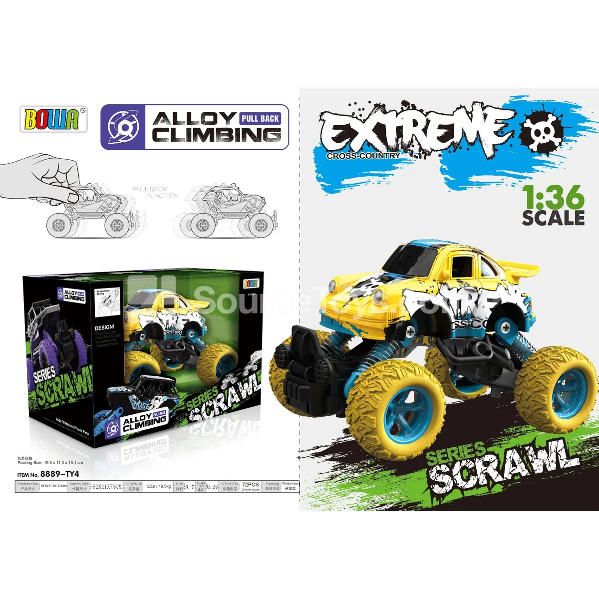 1:36 Pull-Back Alloy Car with Opening Doors, Single Pack, Graffiti Pattern 1:36 Pull-Back Alloy Car with Opening Doors, Single Pack, Graffiti Pattern