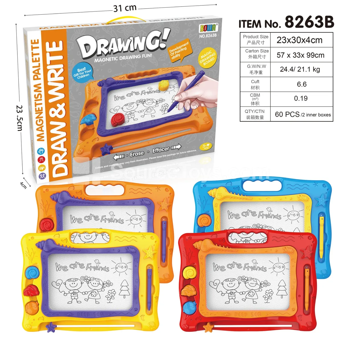 Black & White Writing Board - 4 Colors Assorted Black & White Writing Board - 4 Colors Assorted