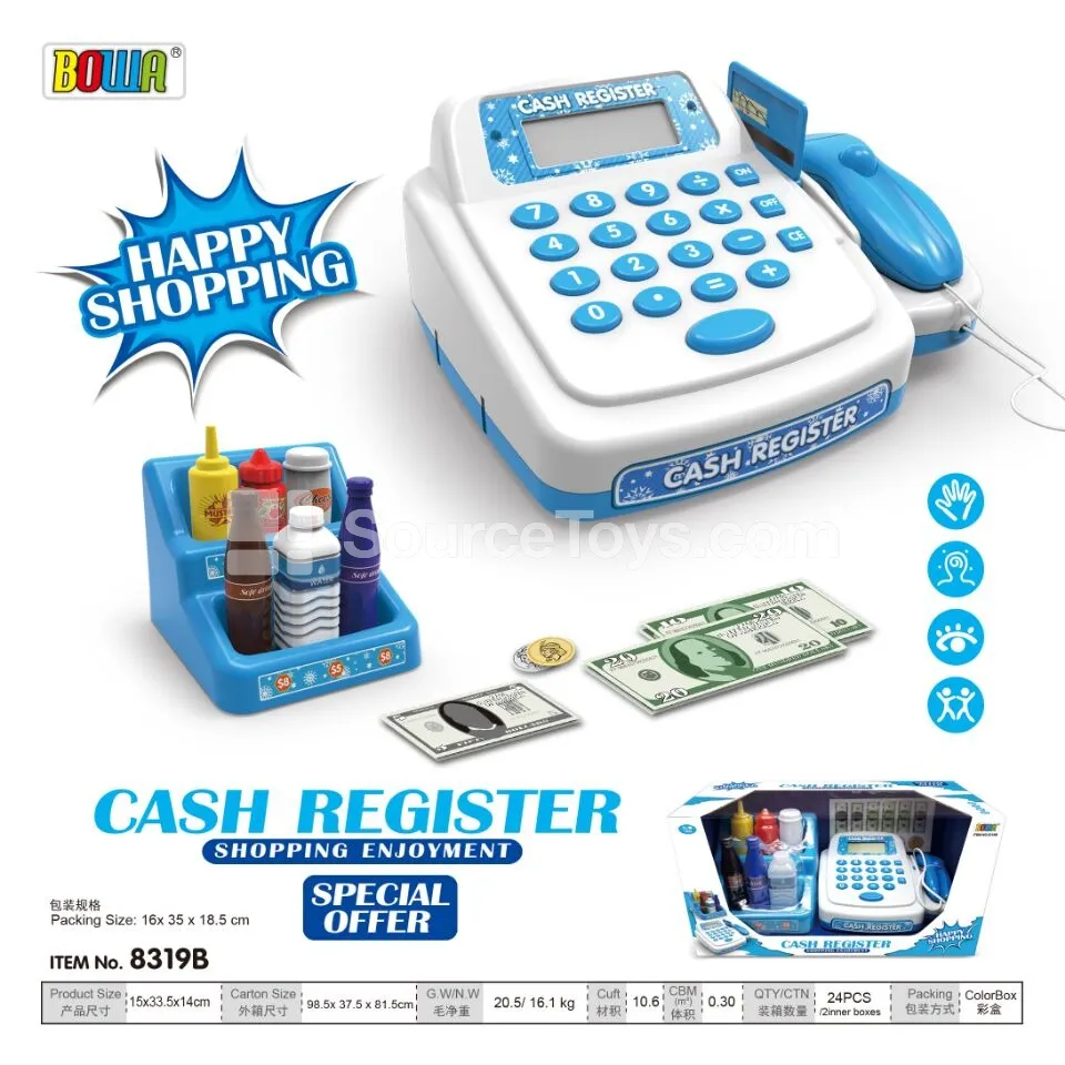 Mini Cash Register with Sound, Light & Calculator