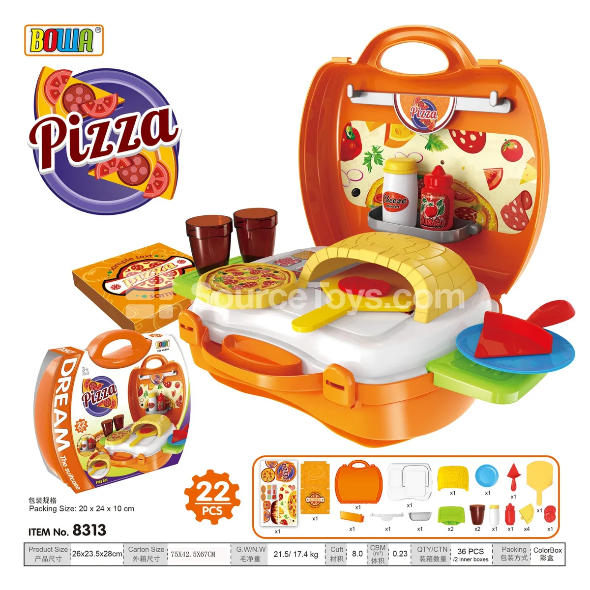 Pizza Suitcase Pretend-Play Set