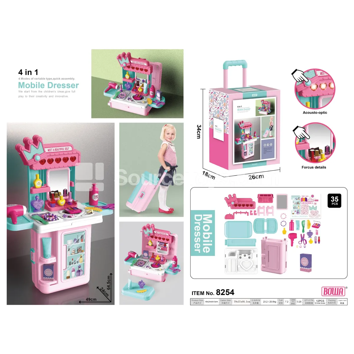 4-in-1 Cosmetic Luggage with Lights & Music