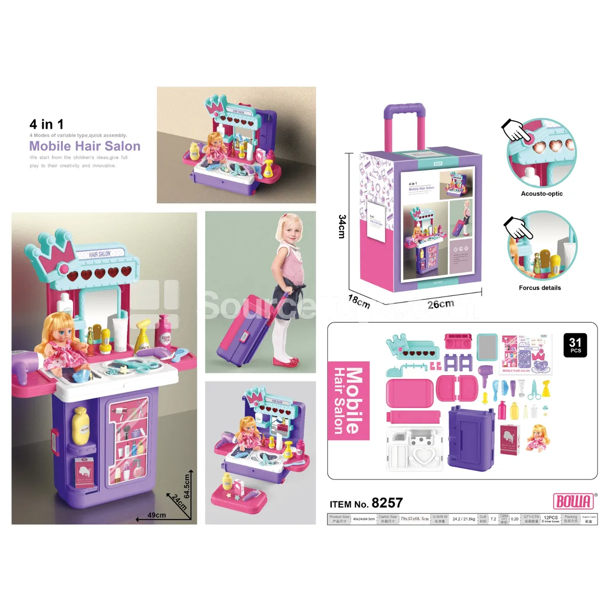 4-in-1 Pretend-Play Vanity Suitcase with Light & Sound, Includes Doll 4-in-1 Pretend-Play Vanity Suitcase with Light & Sound, Includes Doll