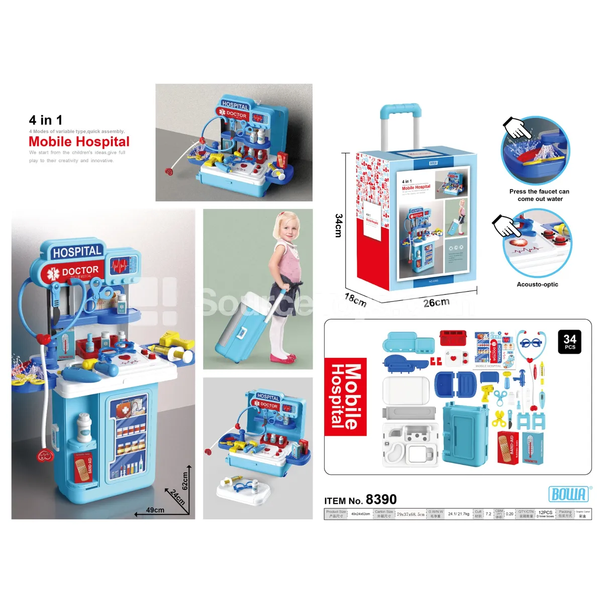 4-in-1 Medical Kit Rolling Suitcase with Lights & Sounds 4-in-1 Medical Kit Rolling Suitcase with Lights & Sounds