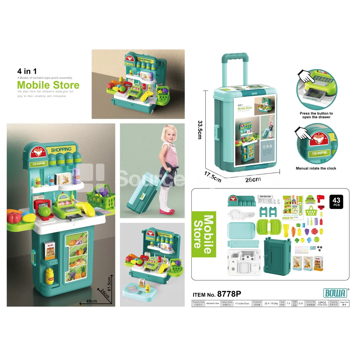 4-in-1 Supermarket Ride-On Suitcase