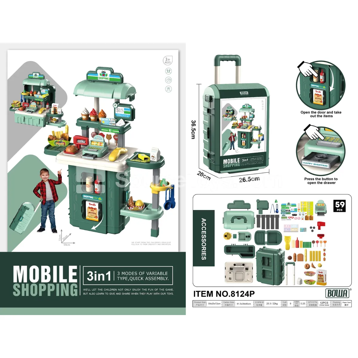 3-in-1 Supermarket Trolley Case (Ice Cream)