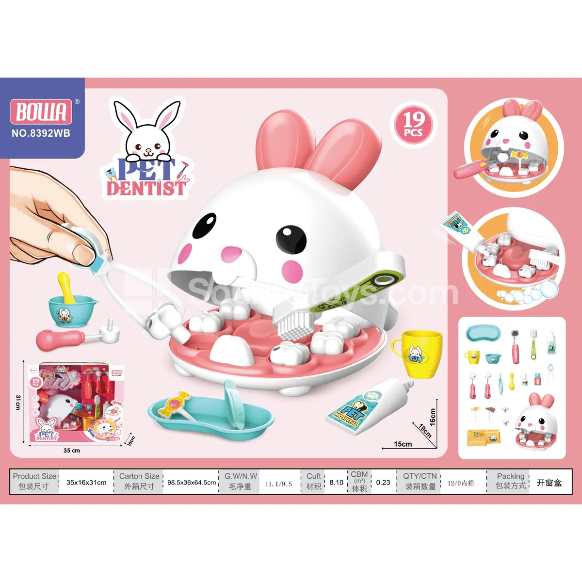 Rabbit Dentist Play Set with Light-up Probe