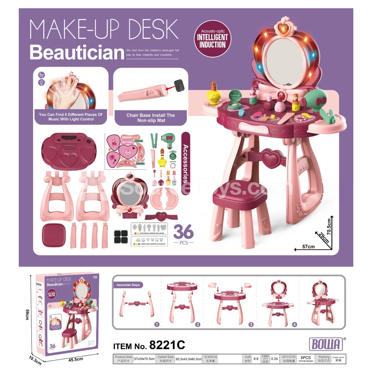 Deluxe Vanity Table with Smart Sensor, Five Music Tones & Chair Deluxe Vanity Table with Smart Sensor, Five Music Tones & Chair