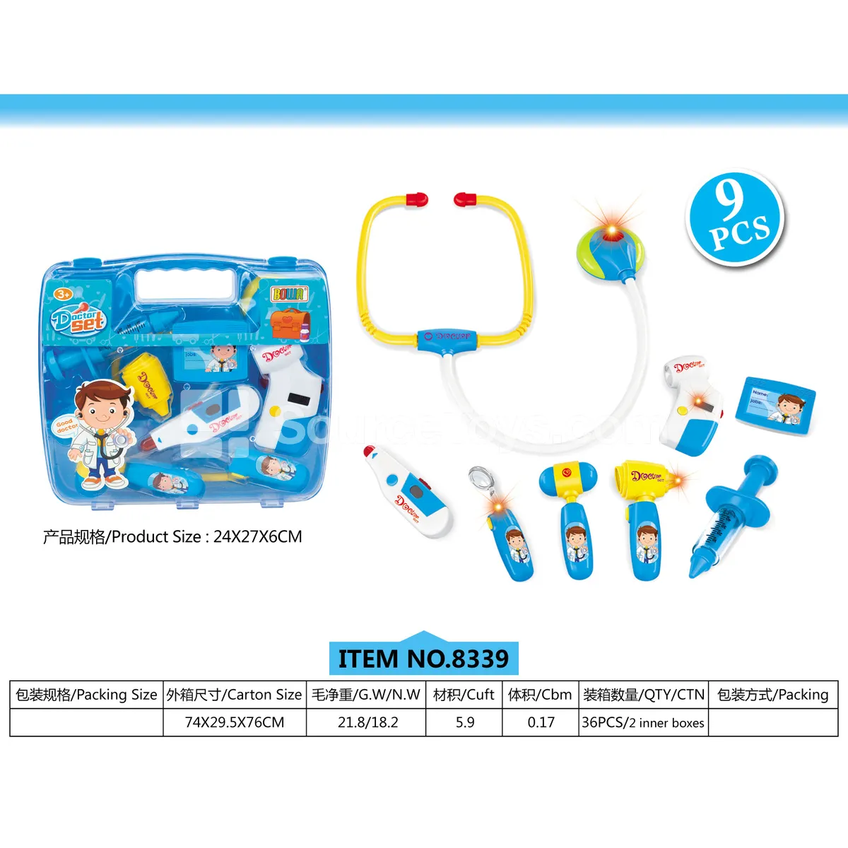 Pretend-Play Medical Kit in Handbag Box with Lights & Sounds