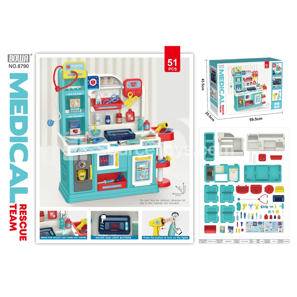 Medical Pretend Play Set with Light, Sound, and Water