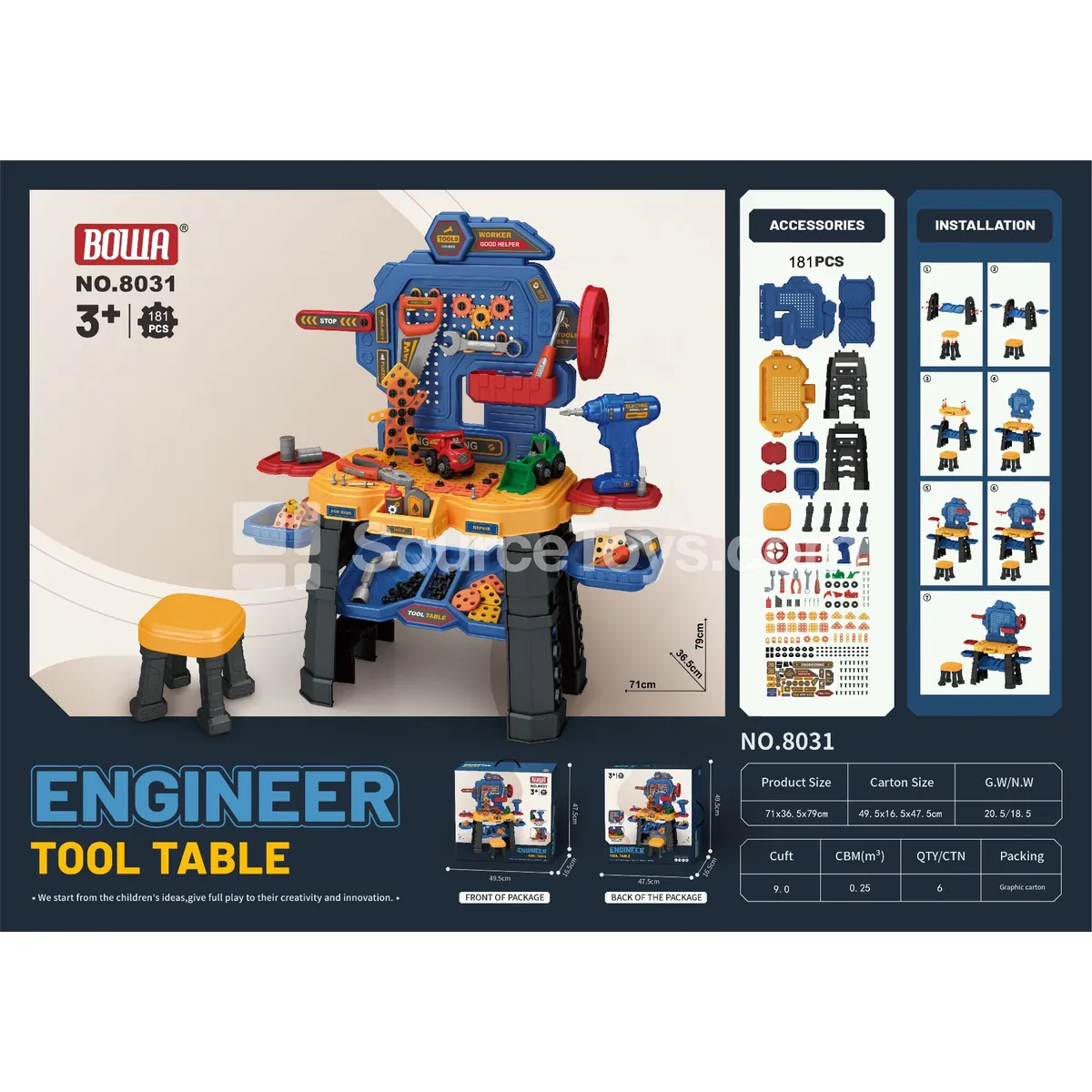 Tool Bench with Electric Drill and Chair