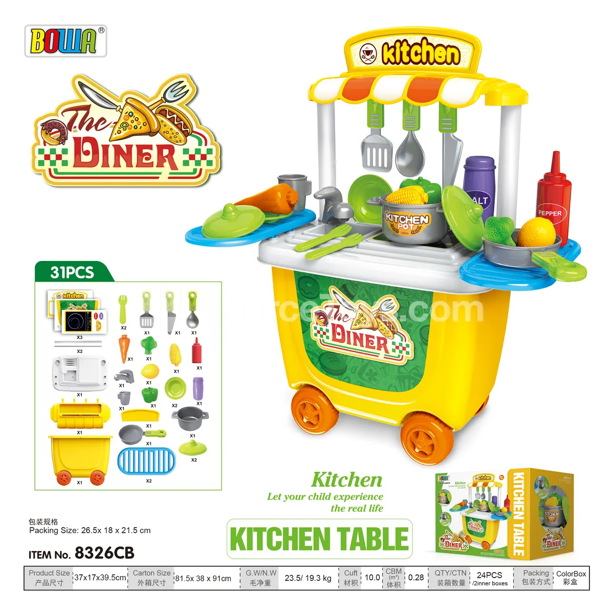 Pretend-Play Tableware Bucket Cart Pretend-Play Tableware Bucket Cart