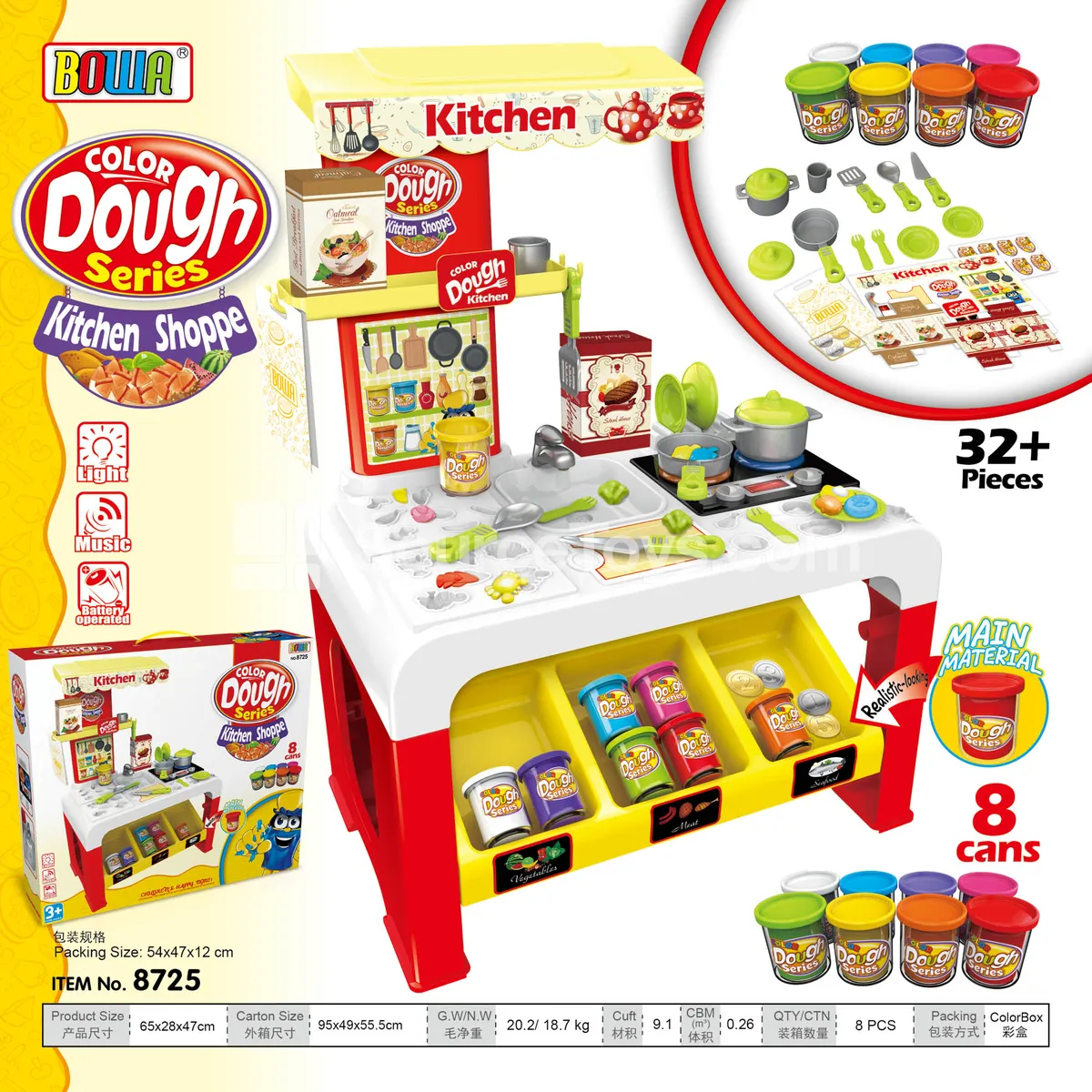Pretend-Play Dinner Clay Kitchen Set with Lights & Music