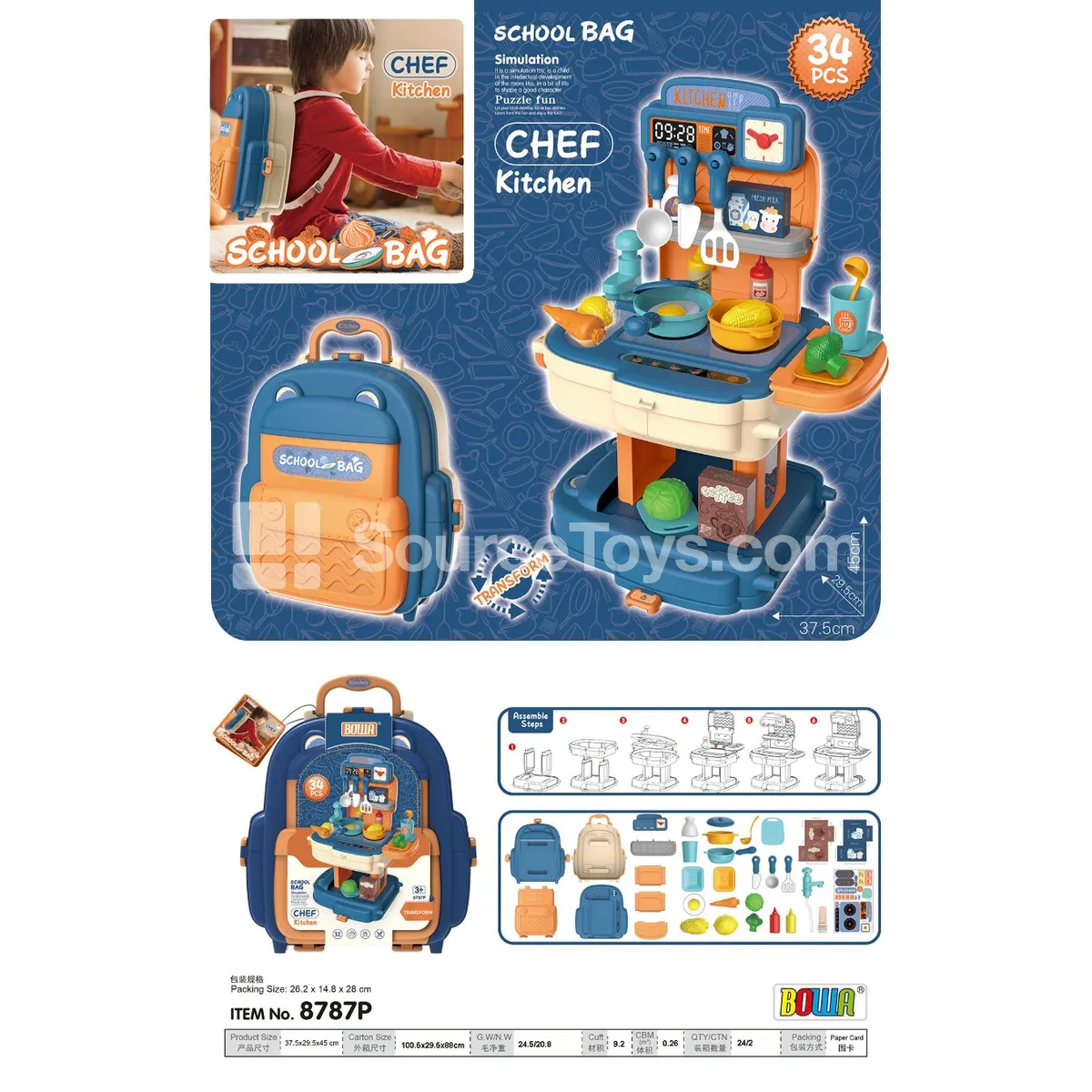 Blue Lunch Bag with Cutlery Set