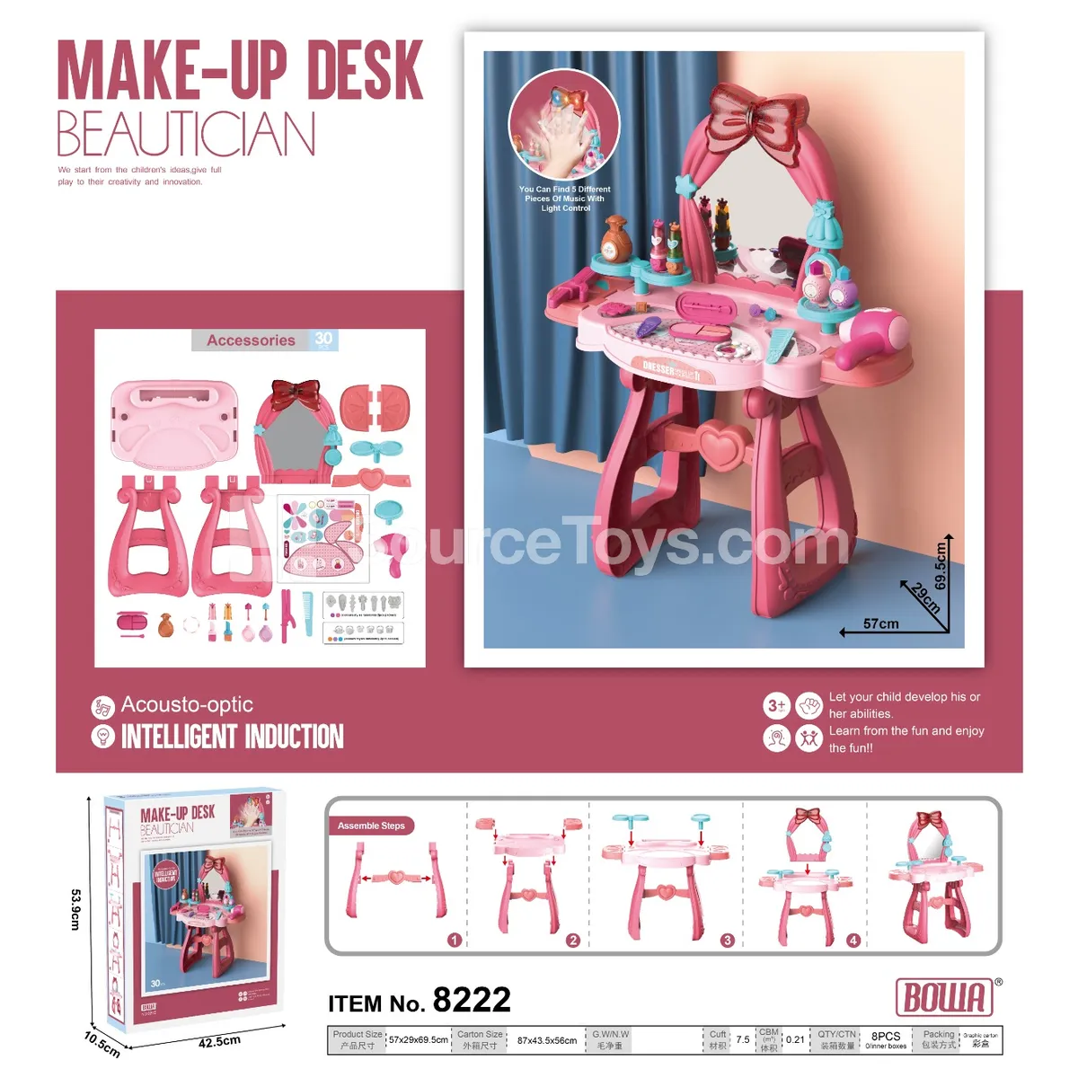 Deluxe Dressing Table with Smart Sensor and 5 Music Modes