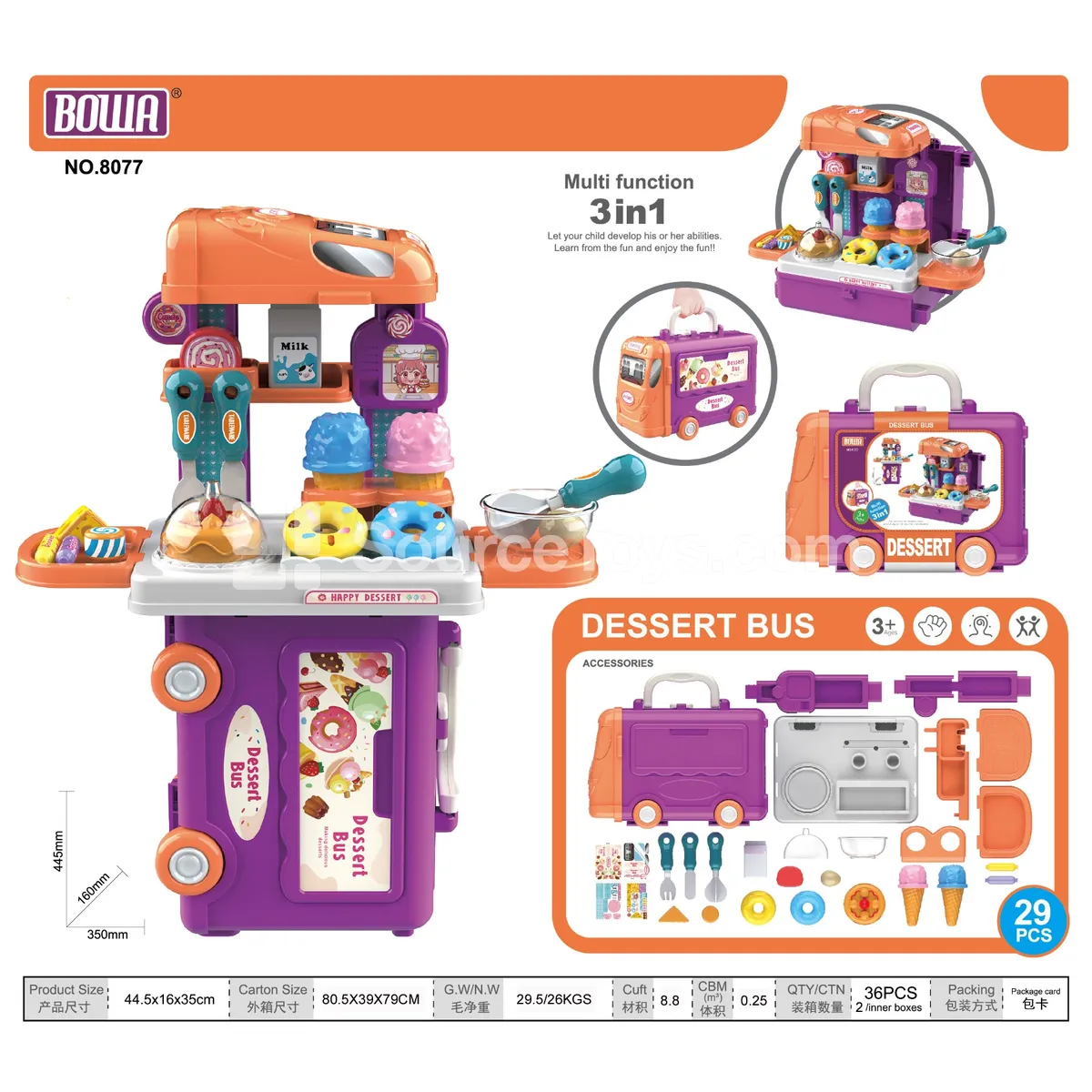 3-in-1 Candy Bus Pretend-Play Toy