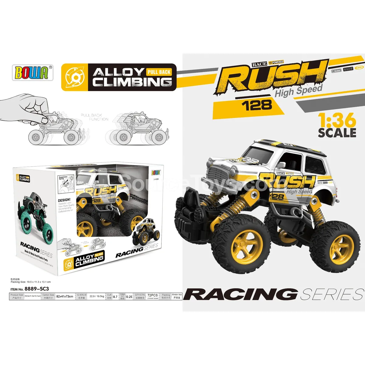 1:36 Pull-Back Alloy Car with Opening Doors, Single Pack, Racing Design 1:36 Pull-Back Alloy Car with Opening Doors, Single Pack, Racing Design
