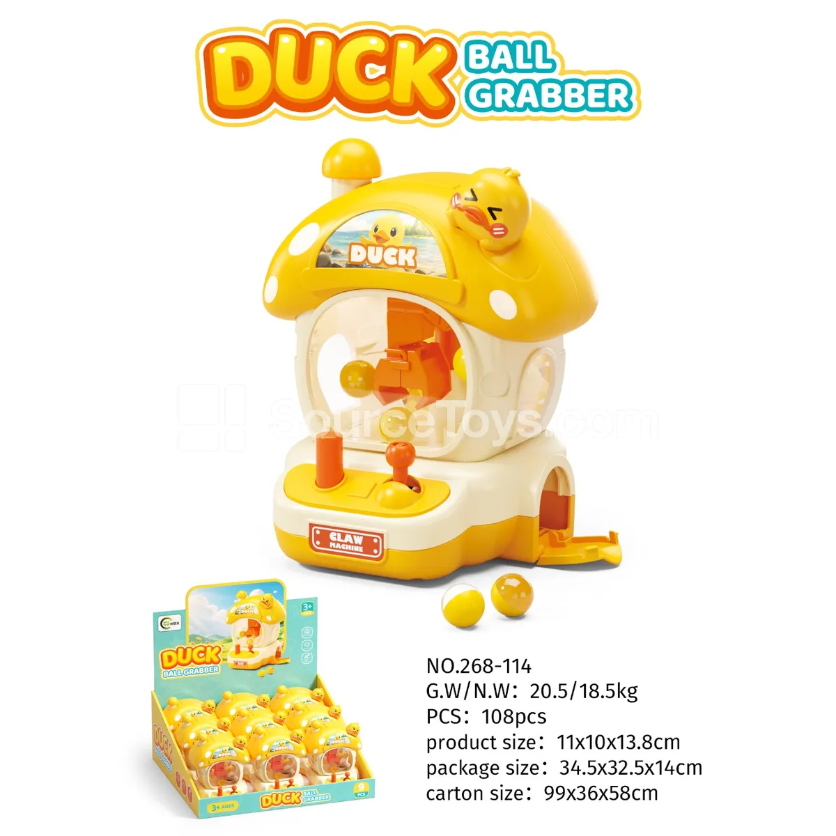 Duck Mushroom Claw Machine (Bead Grabber) 9PCS Duck Mushroom Claw Machine (Bead Grabber) 9PCS