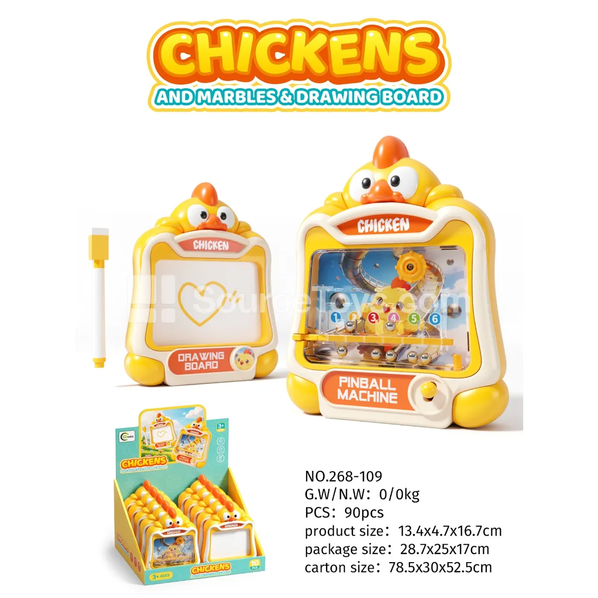 Chick Drawing Board & Marble Machine 2-in-1 (10 pcs) Chick Drawing Board & Marble Machine 2-in-1 (10 pcs)