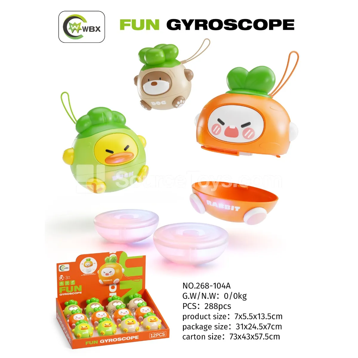 Fun Vegetable Light-Up Spinning Top (12PCS)