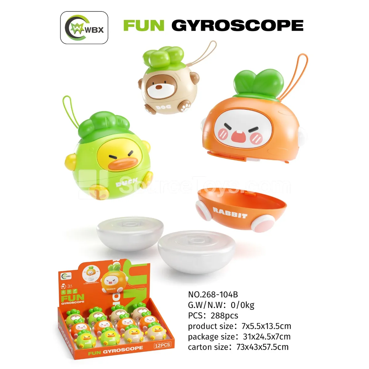 Fun Vegetable Spinning Tops (12pcs)