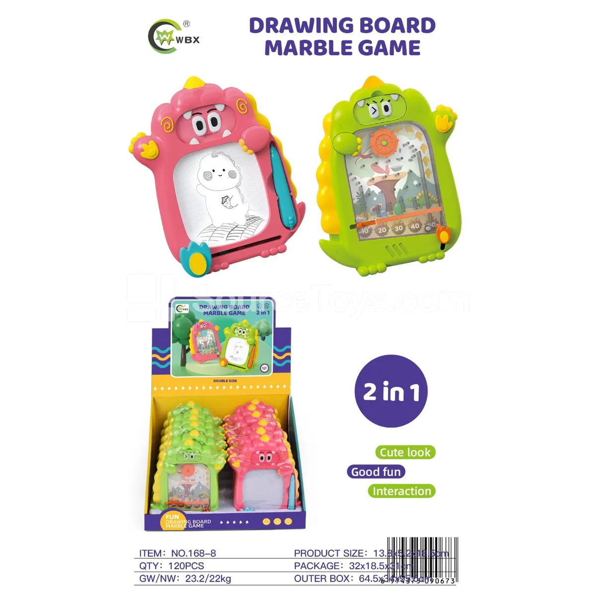 Fun 2-in-1 Track Marble Game with Dinosaur Drawing Board (12 PCS) Fun 2-in-1 Track Marble Game with Dinosaur Drawing Board (12 PCS)