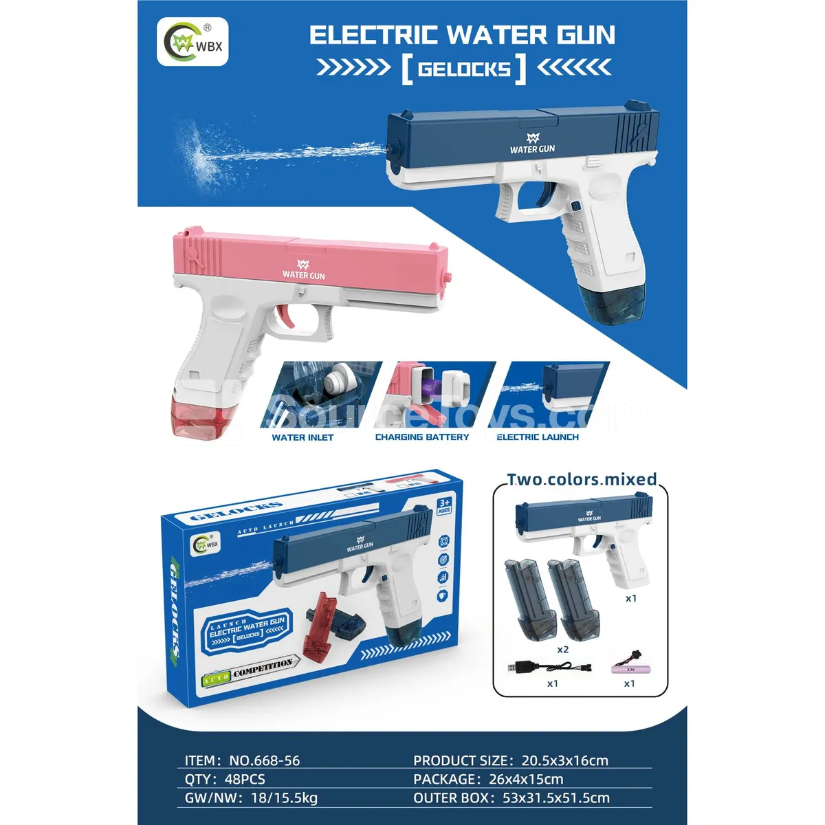 Electric Glock Water Blaster with Magazine (Continuous Fire) Electric Glock Water Blaster with Magazine (Continuous Fire)
