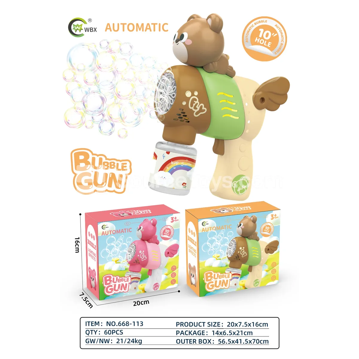 Automatic 10-Hole Bear Bubble Gun