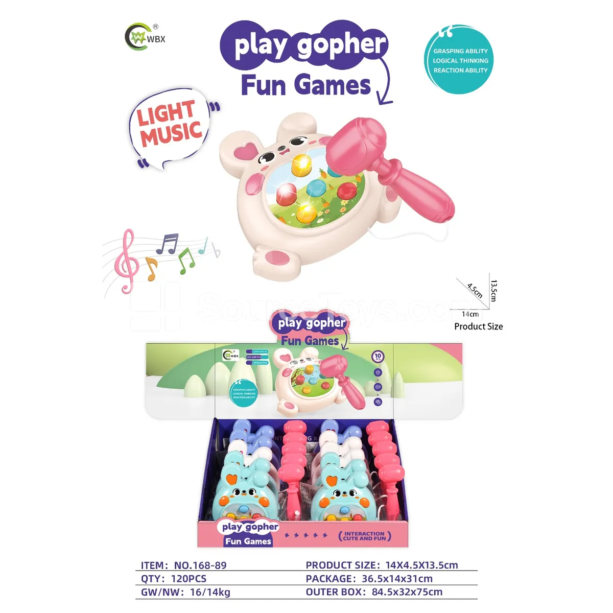 Educational Whack-a-Mole with Lights & Music / Rabbit (10 PCS)