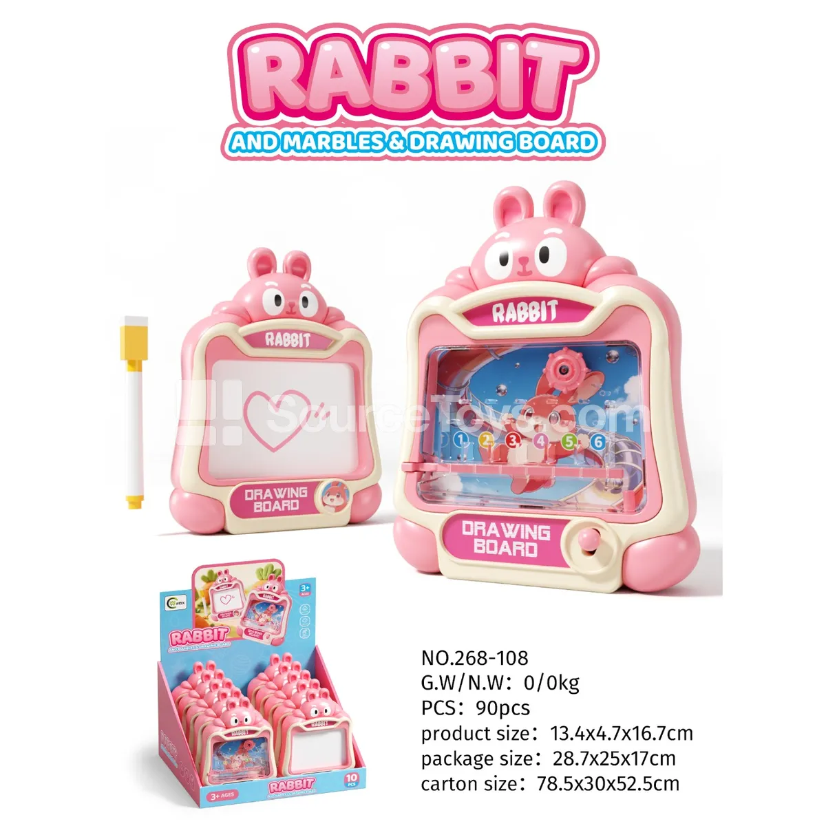 Rabbit Drawing Board & Marble Game 2-in-1 (10pcs) Rabbit Drawing Board & Marble Game 2-in-1 (10pcs)