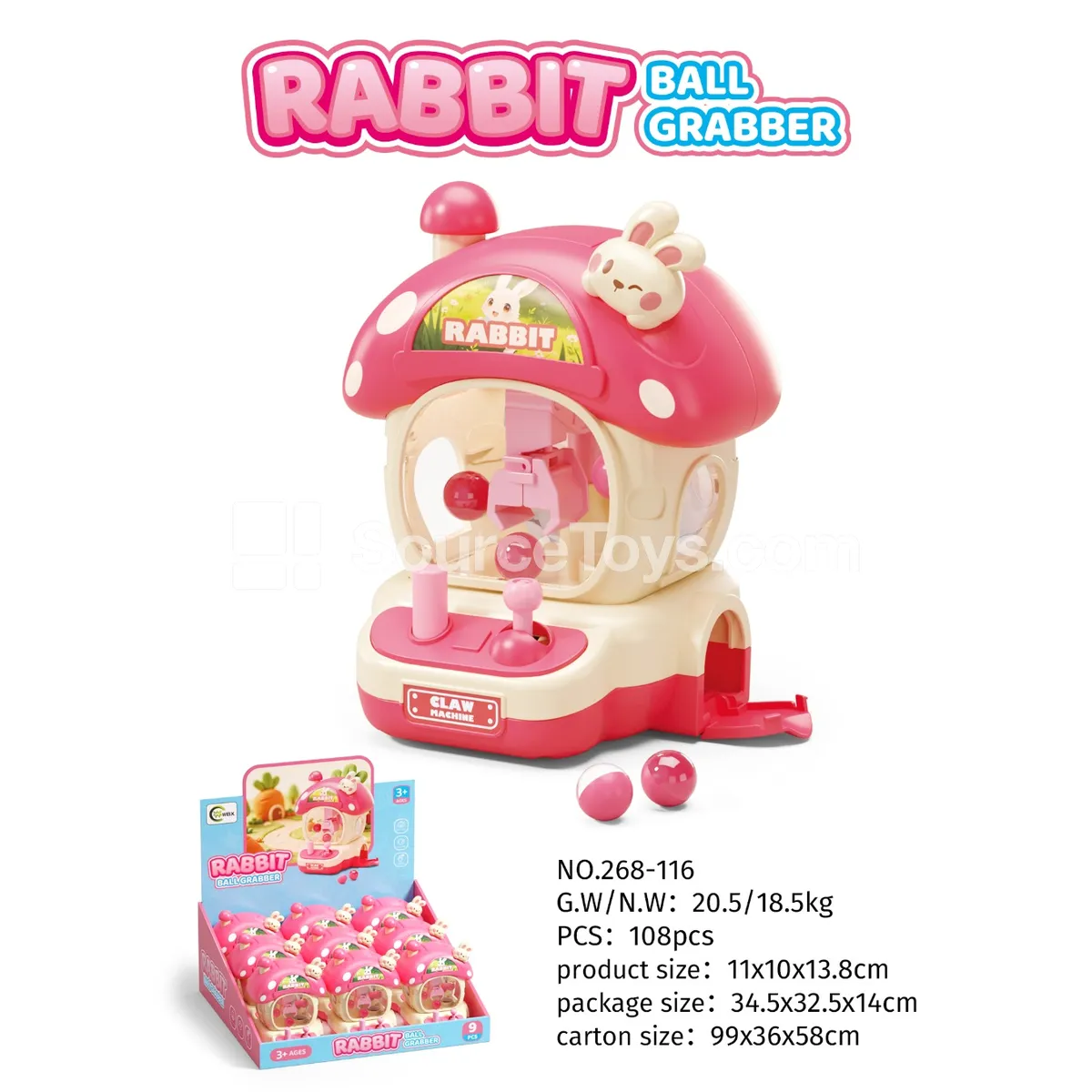 Rabbit Mushroom Claw Machine (Pearl Grabber, 9 PCS) Rabbit Mushroom Claw Machine (Pearl Grabber, 9 PCS)