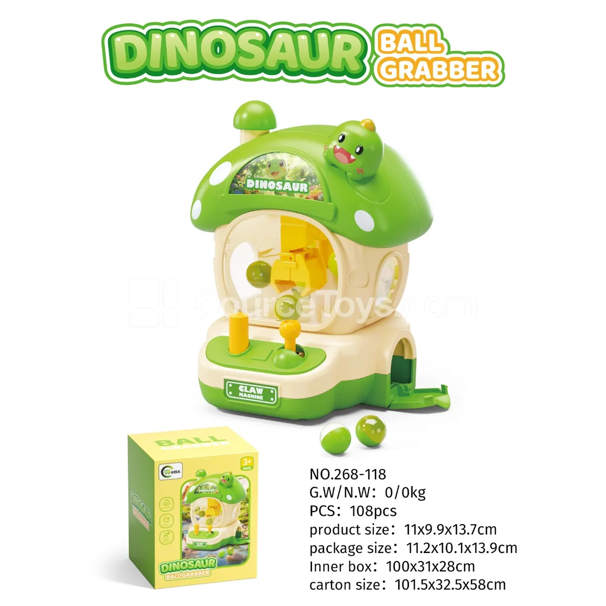 Dinosaur Mushroom Claw Machine (Pearl Grabber)