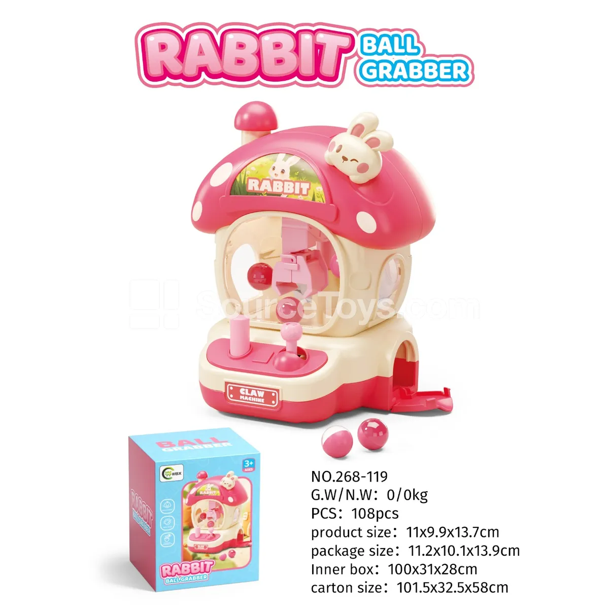 Rabbit Mushroom Claw Machine (Ball Grabber) Rabbit Mushroom Claw Machine (Ball Grabber)