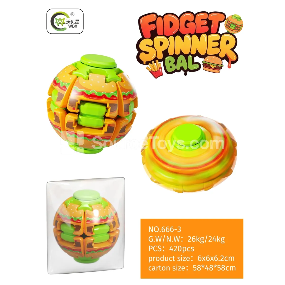 Hamburger Stress Spinning Top