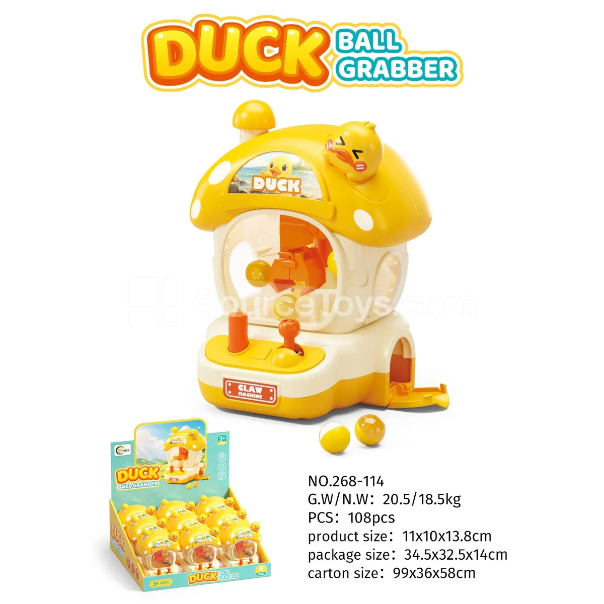 Duck Mushroom Claw Machine (Bead Grabber) 9PCS Duck Mushroom Claw Machine (Bead Grabber) 9PCS