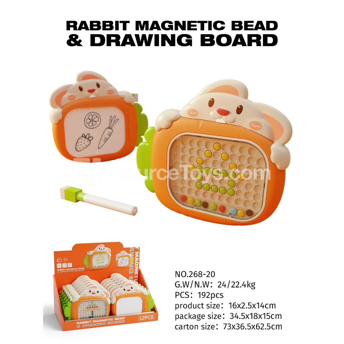 Cute Rabbit Magnetic Bead Drawing Board 12PCS Cute Rabbit Magnetic Bead Drawing Board 12PCS