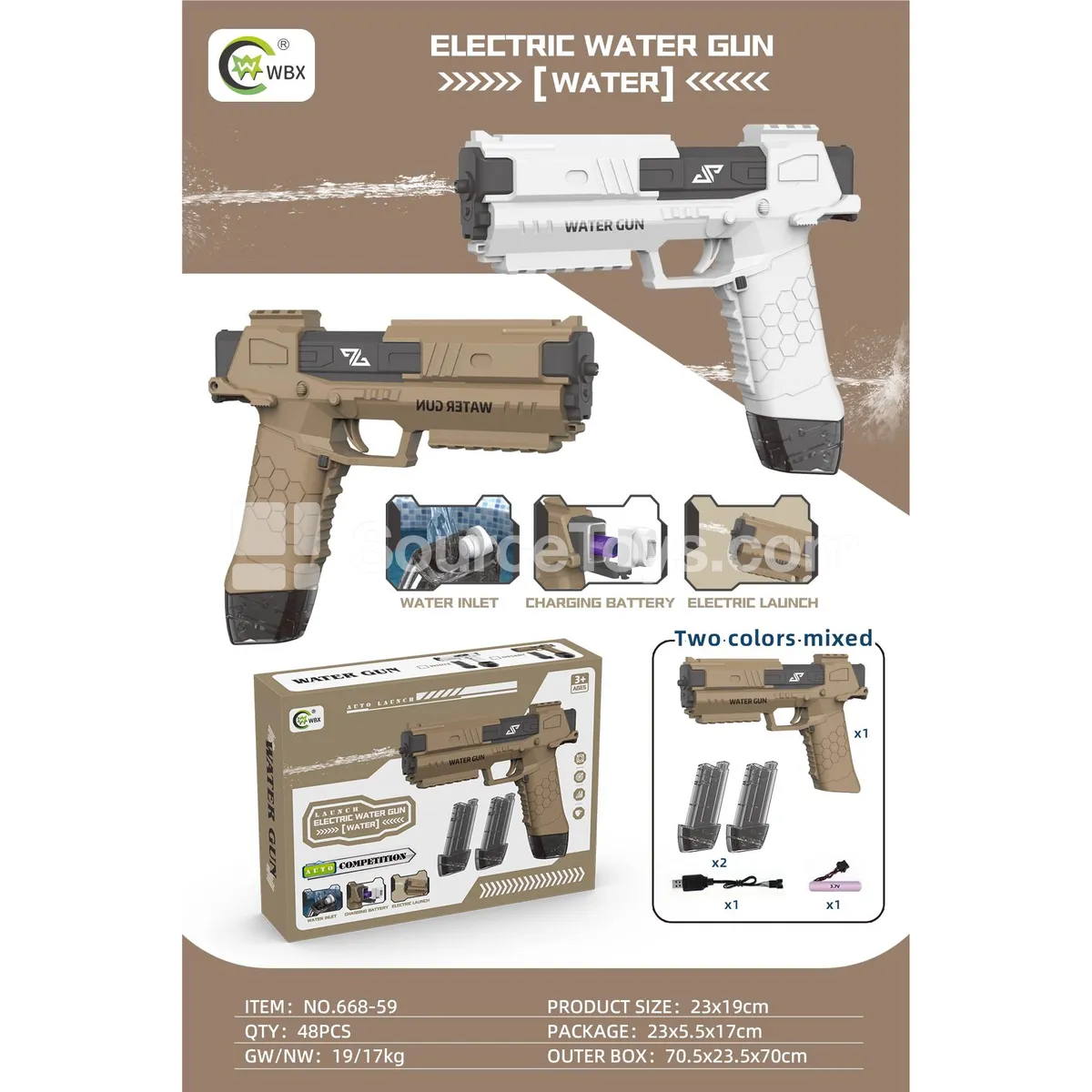 Electric Continuous Shooting Gecko Water Gun (Magazine Version)