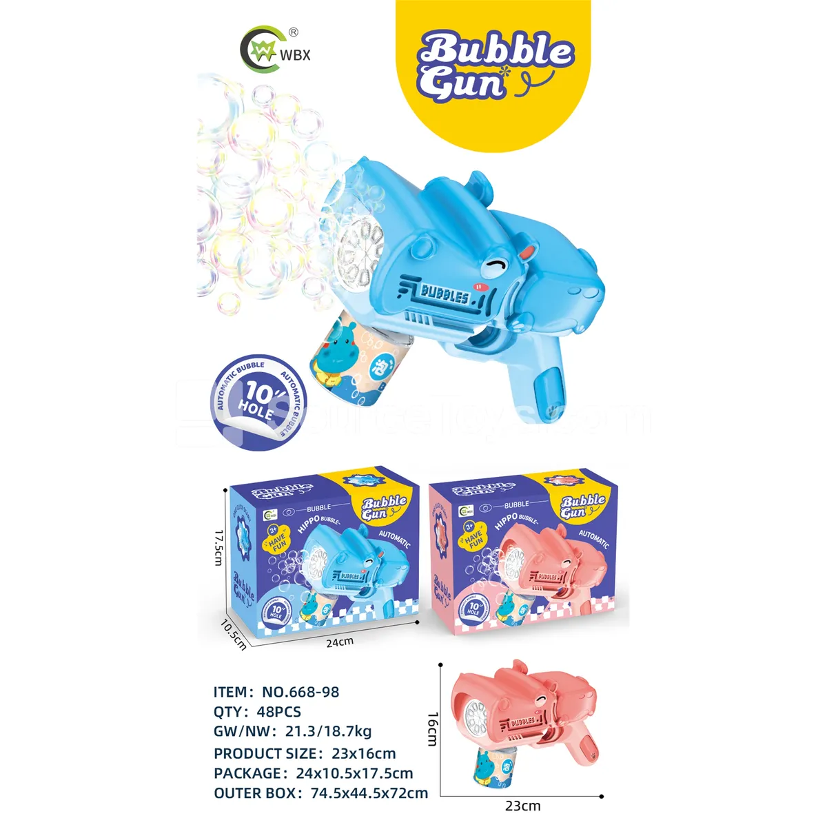 Automatic Electric Hippo Bubble Gun