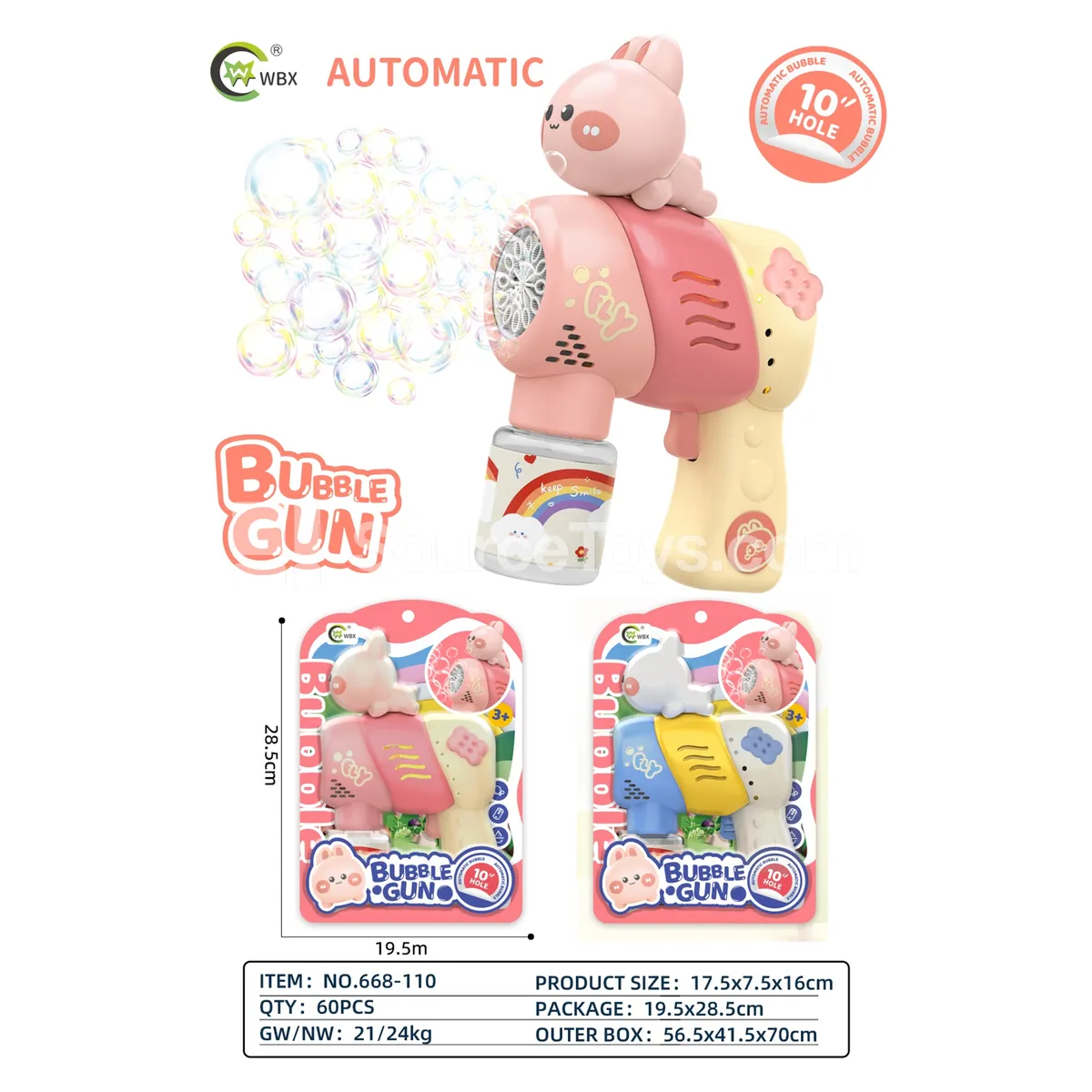 Automatic 10-Hole Bunny Bubble Gun