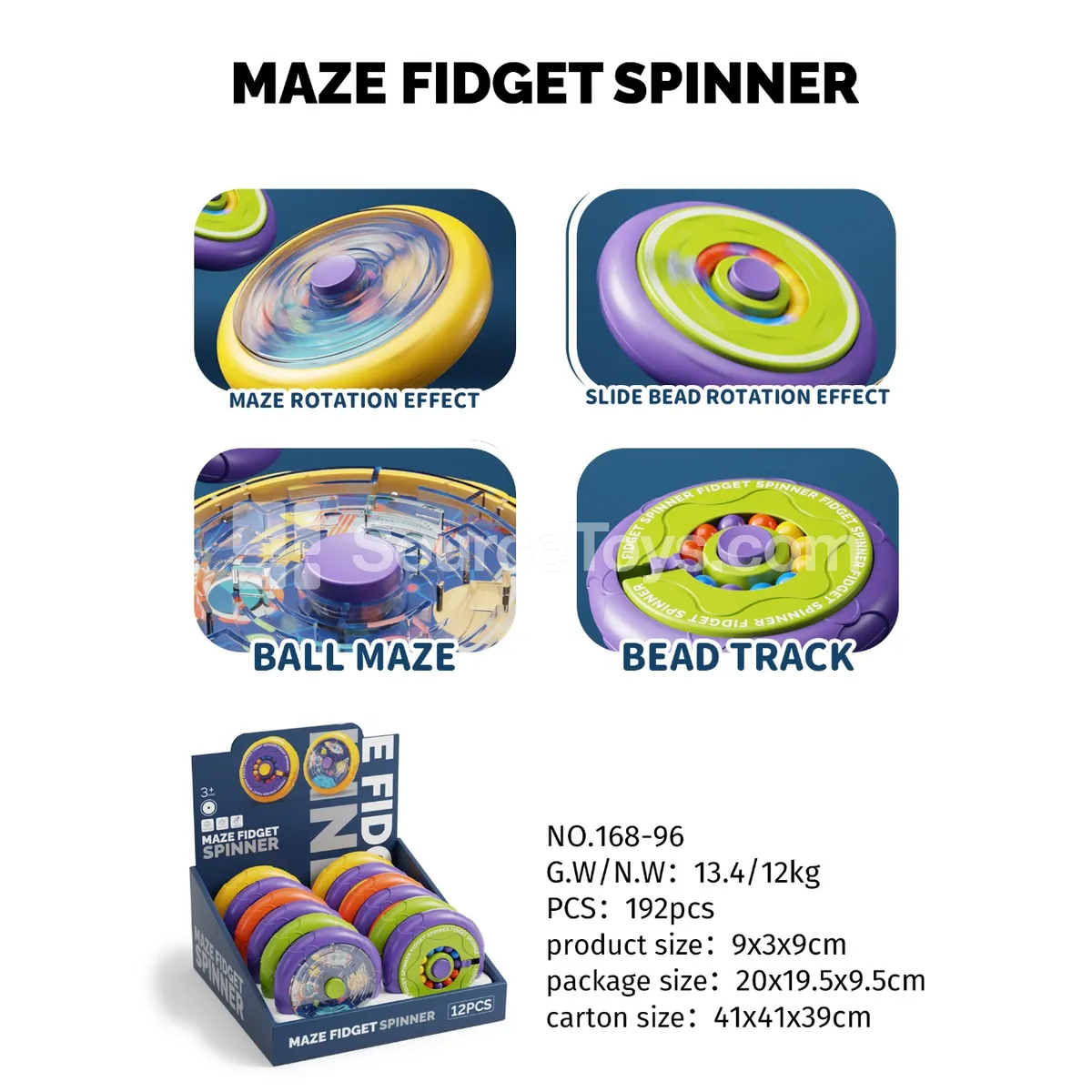Maze Fidget Spinner, 12pcs, 4 Assorted Colors Maze Fidget Spinner, 12pcs, 4 Assorted Colors